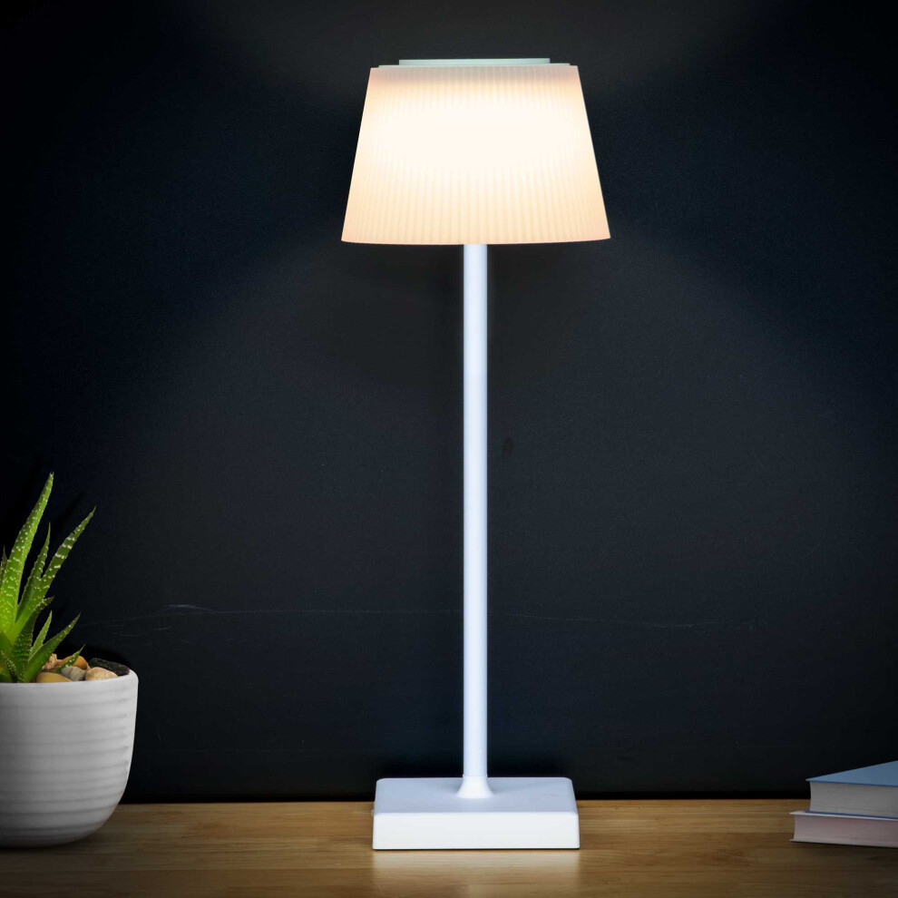 Dellonda Rechargeable Table Lamp with RGB Colours - White Frame