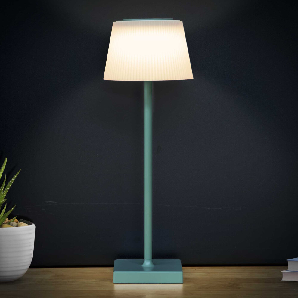 Dellonda Rechargeable Table Lamp with RGB Colours - Green Frame