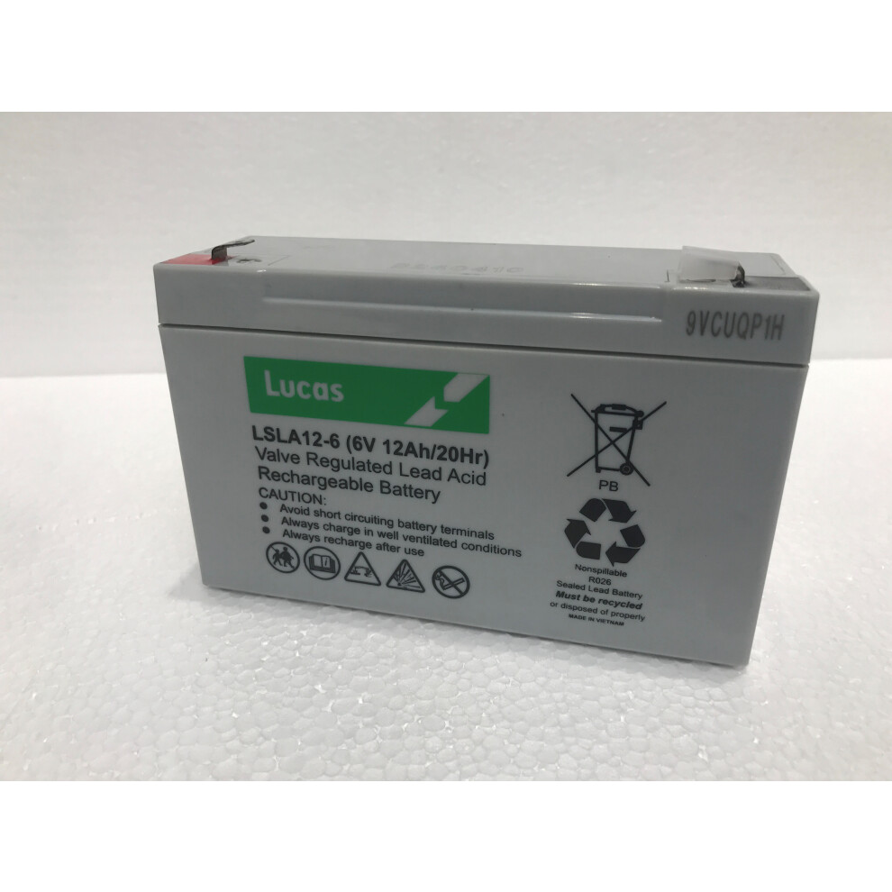 LUCAS  6 V 12AH RECHARGEABLE BATTERY