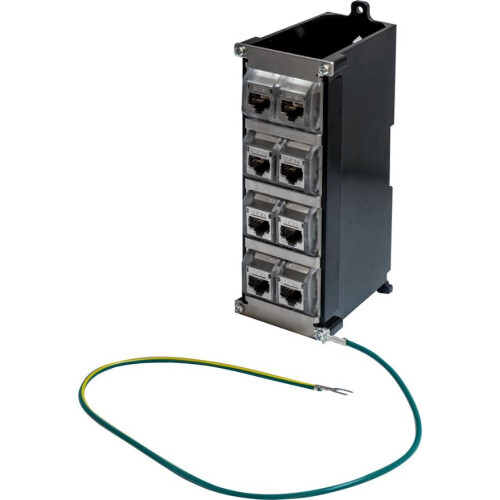 TUK - 8 Port DIN Rail Keystone Cat6a Coupler Panel