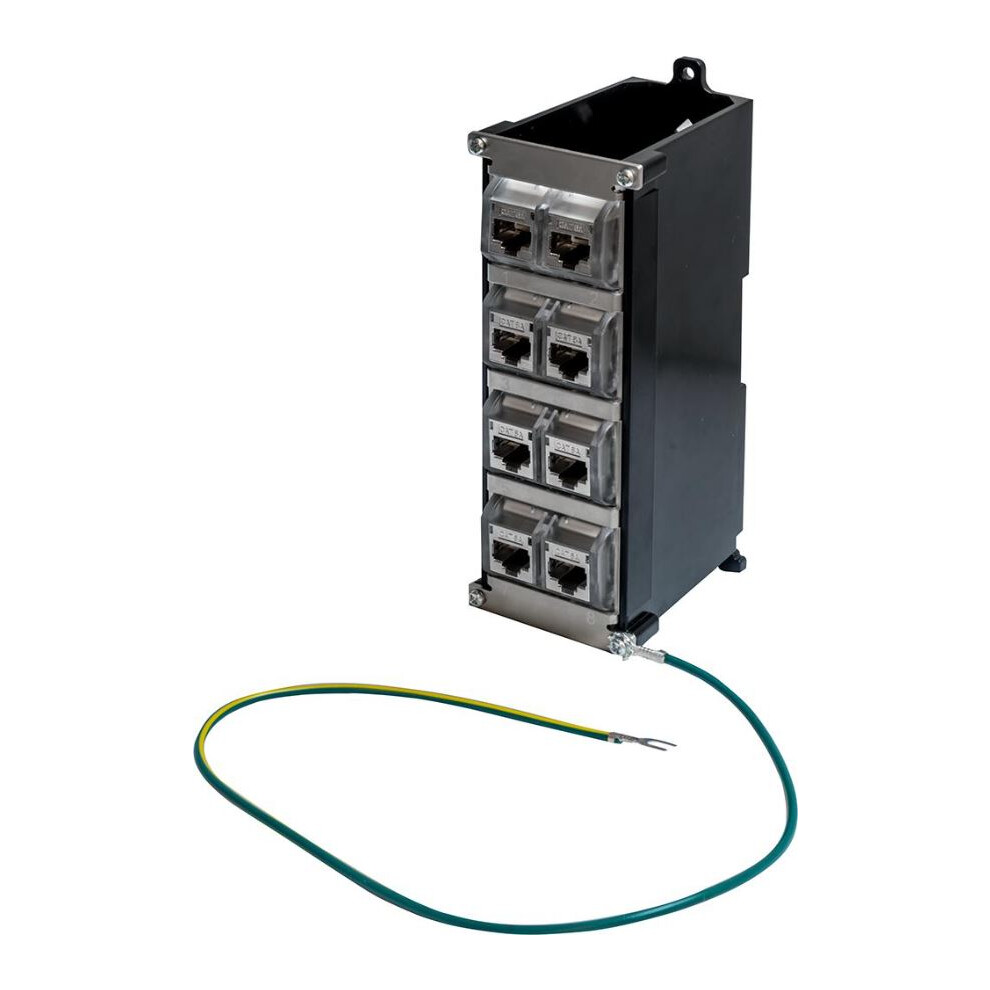 Tuk - 8 Port Din Rail Keystone Cat6a Coupler Panel 3561104132945