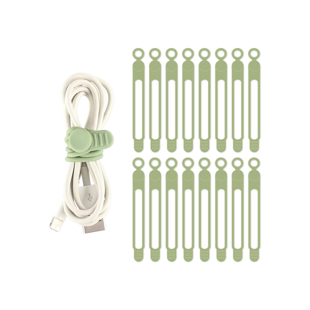 Tambee Cable Ties Reusable Silicone Cable Straps 16Pcs Cable Wire Ties Cable Cord Organizers Earphone Phone Charger Audio Cable Computer 16Pcs, Green 5051302942227