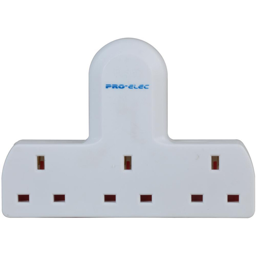 Pro Elec Unswitched 3-Way Plug Adaptor 13A 250V - 3 Uk Mains Outlets, Bs5733 Compliant (Pelb1868) 3341844152485