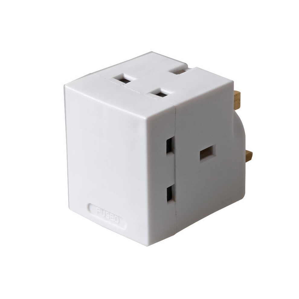 Pro Elec - 3 Way Mains Adaptor With 13A Fuse White 3341844192320