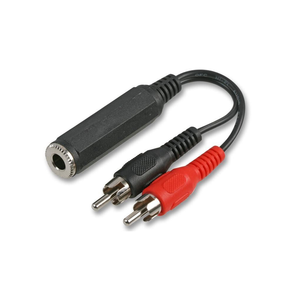 Pro Signal 6.35Mm Stereo Jack Socket - Twin Phono (Rca) Plugs Adaptor Lead 8800202342609