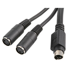 PRO SIGNAL - 4 Pin Mini DIN (S-VHS) Male to 2x Female Adaptor Lead
