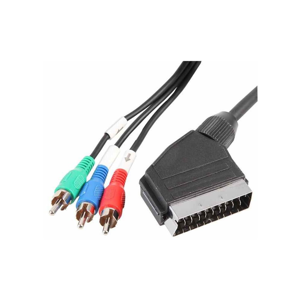 Pro Signal - Scart Male To 3X Phono (Rca) Male Lead, 1.5M Black 5051259042780
