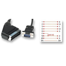 PRO SIGNAL - SCART Male to 15 Pin VGA (D Sub) Male Lead, 1.5m Black