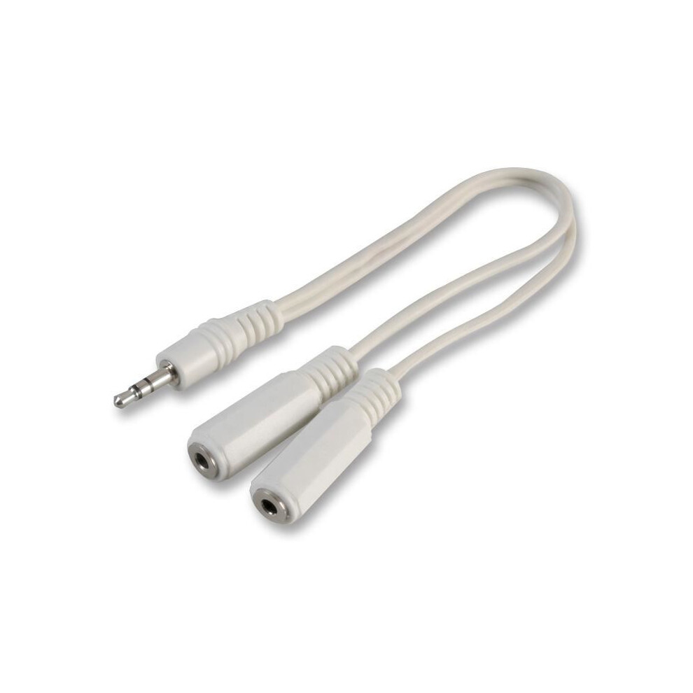 Pro Signal - 3.5Mm Stereo Jack Plug To 2X Sockets Headphone Splitter, 0.2M White 5051259032187