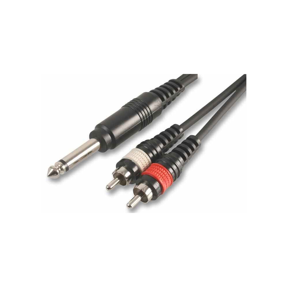 Pulse - 2X Phono (Rca) To 6.35Mm Mono Jack Plug To Plug Lead, 0.3M Black 5051259016774