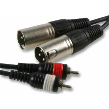 PULSE - 2x 3 Pin XLR Male to 2x Phono (RCA) Male Lead, 0.3m Black