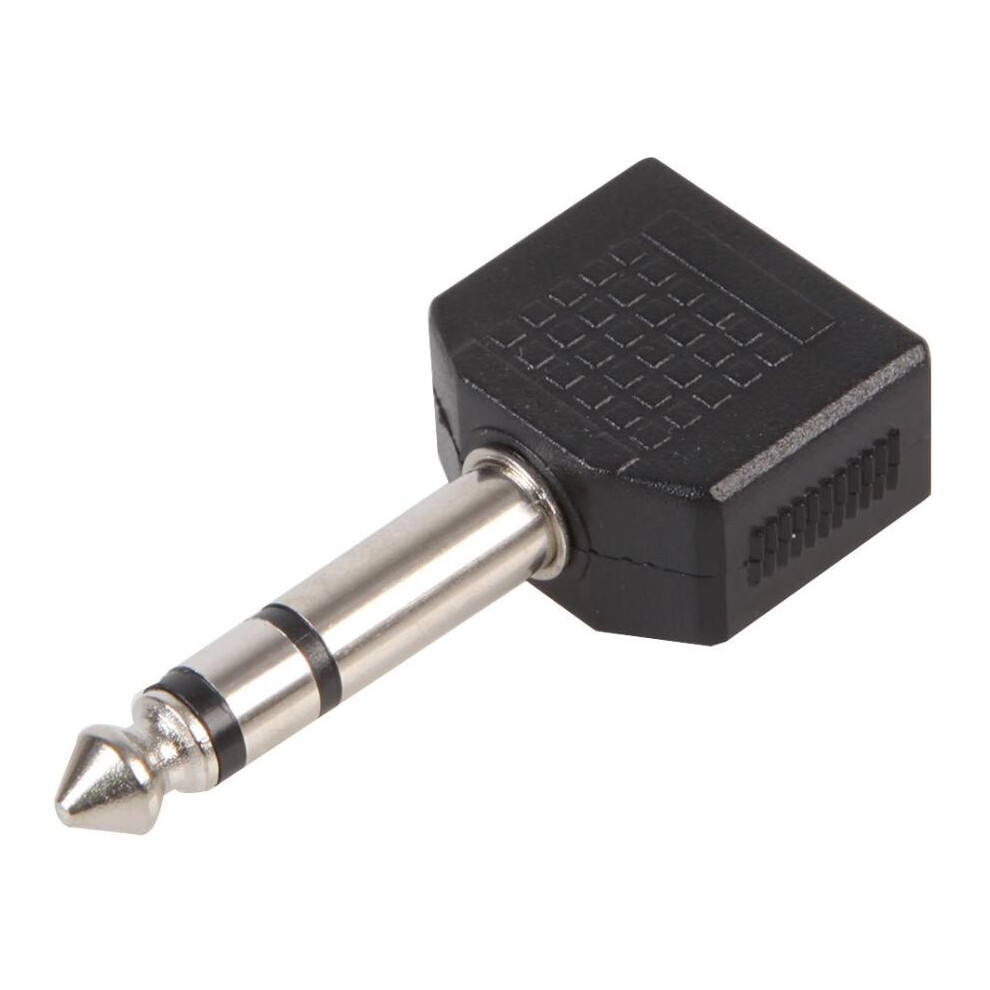 Pro Signal - 2X 3.5Mm Stereo Jack Sockets To 1X 6.35Mm Stereo Jack Plug Splitter Adaptor 5051259199323