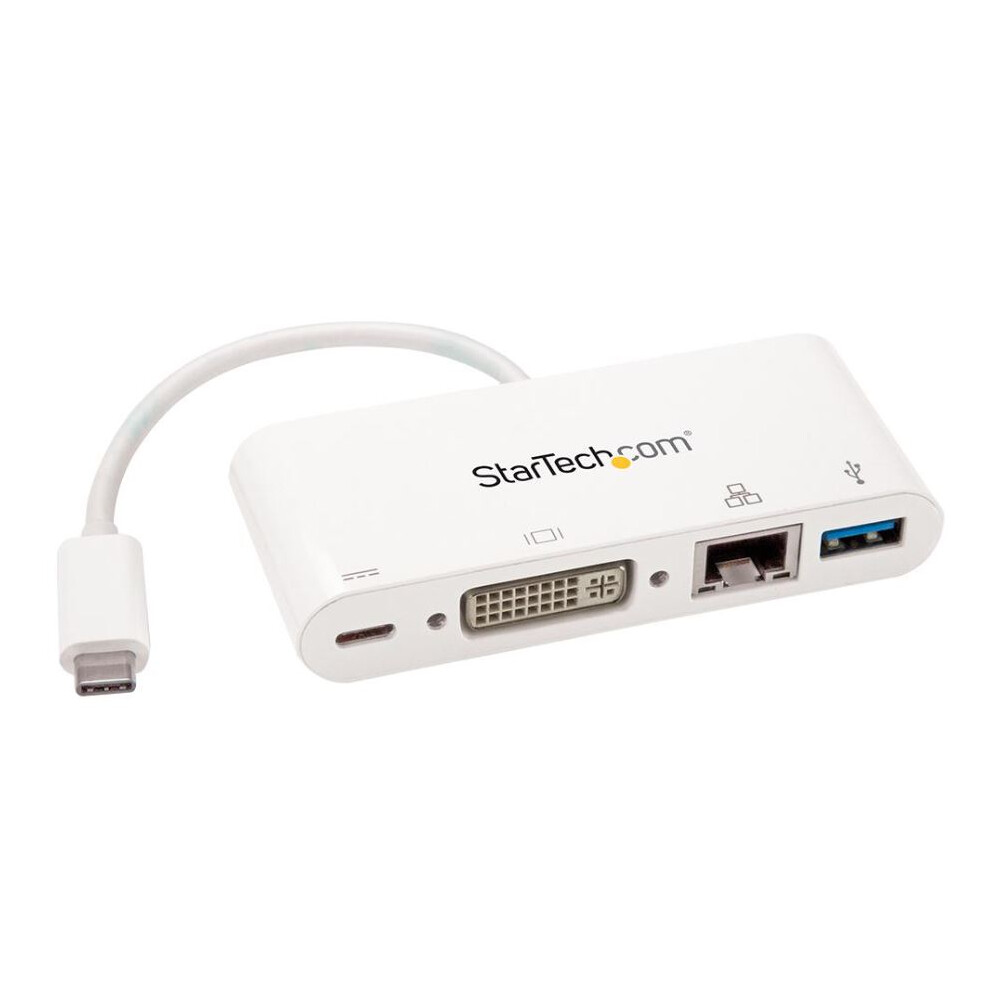 Startech.com Startech - Usb-C To Usb 3.0 Dvi Ethernet Multiport Adaptor With Power Delivery, White