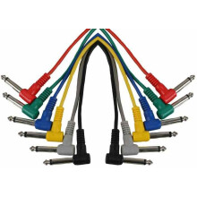 SOUNDLAB 90 Deg 6.35mm (1/4") Mono Jack to Right Angled Plug Leads 600mm 6 Pack