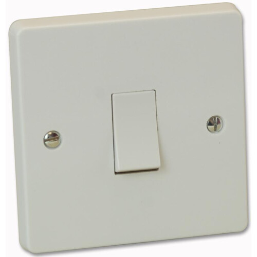 CRABTREE - 10AX 1 Gang 1 Way SP Light Switch, White