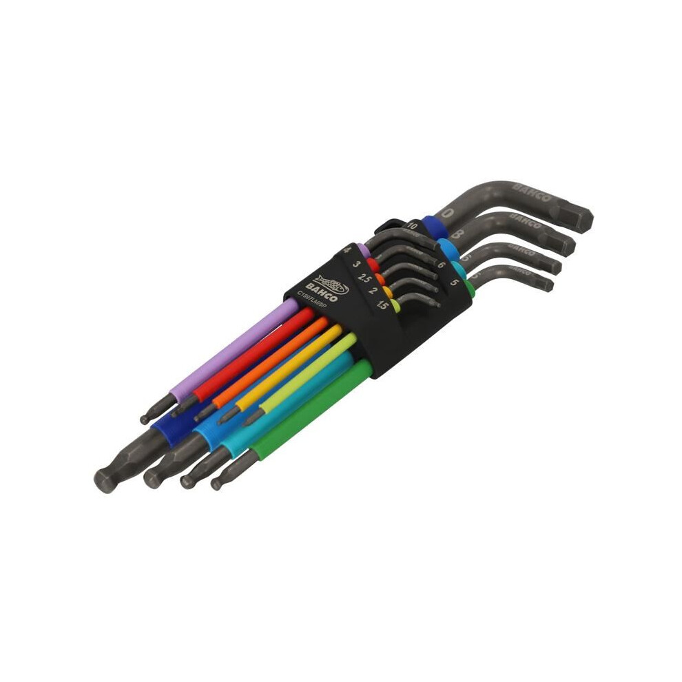 Bahco C1997LM/9P 9 Pce Metric Long Ball End Coloured Hex Allen Key Set 1.5-10mm - Image 9