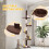 PawHut PawHut Floor to Ceiling Cat Tree 5-Tier Climbing Tower Scratching Post Brown 4