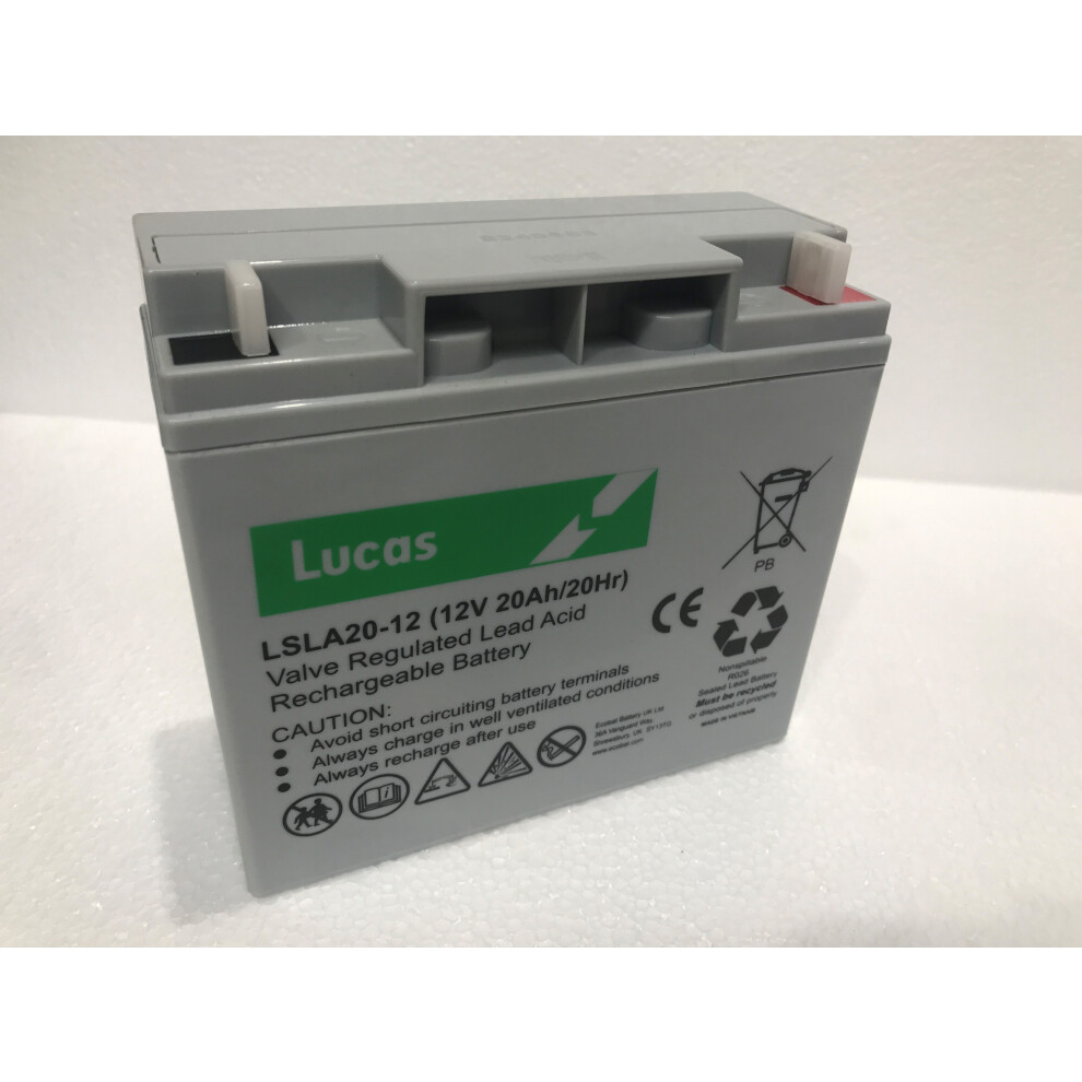 LUCAS 12V 20AH RECHARGEABLE BATTERY FOR MOBILITY AND LEISURE