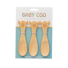 Super Cute Scottish Hairy Coo Childrens Set Of 3 Bamboo Dining Spoons