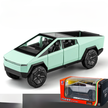 (Green) Scale 132 Tesla Cybertruck Pickup Model Car Toy Metal Diecast Lights Sound Gift