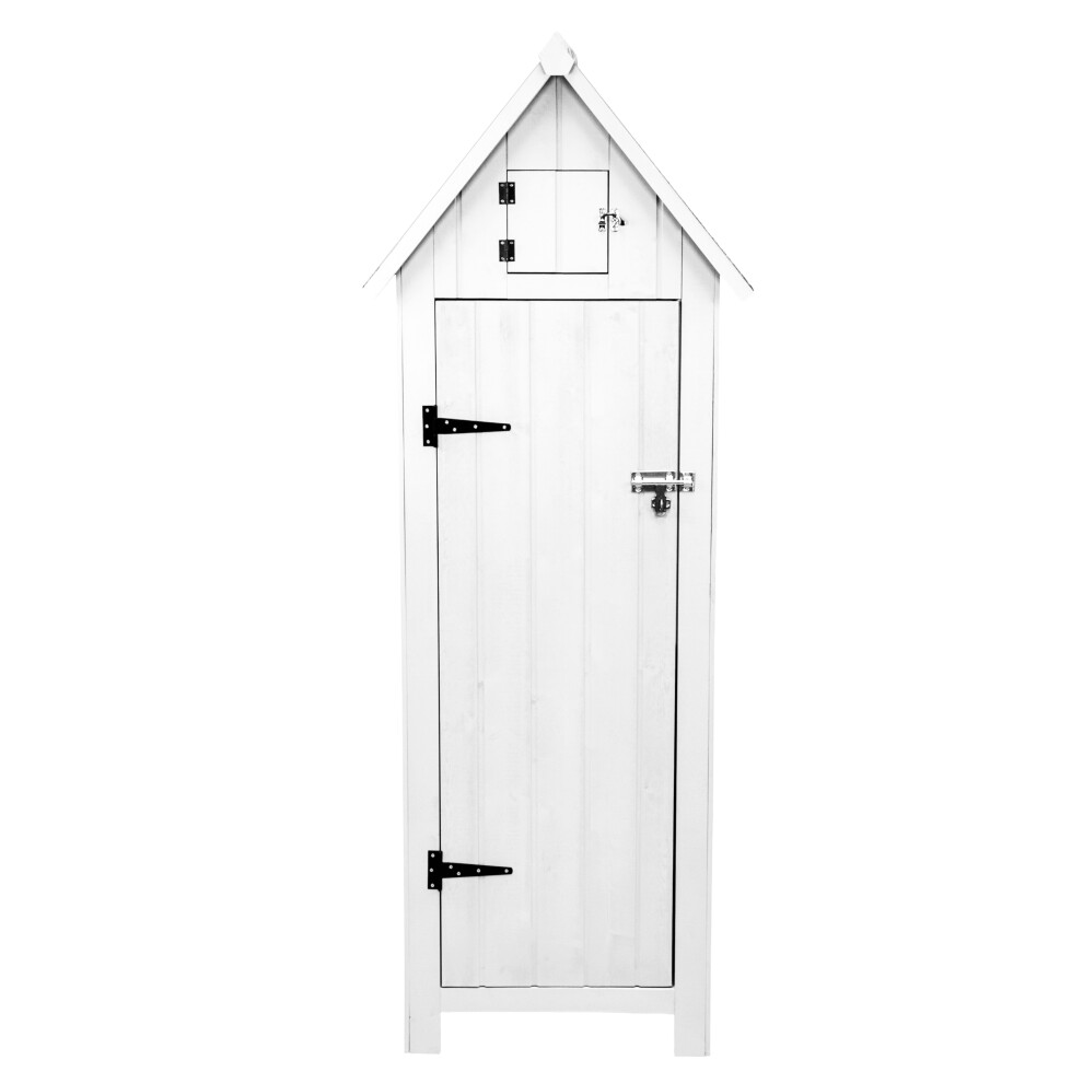 (White) Wooden Garden Storage Shed Tool Cabinet Sentry Box