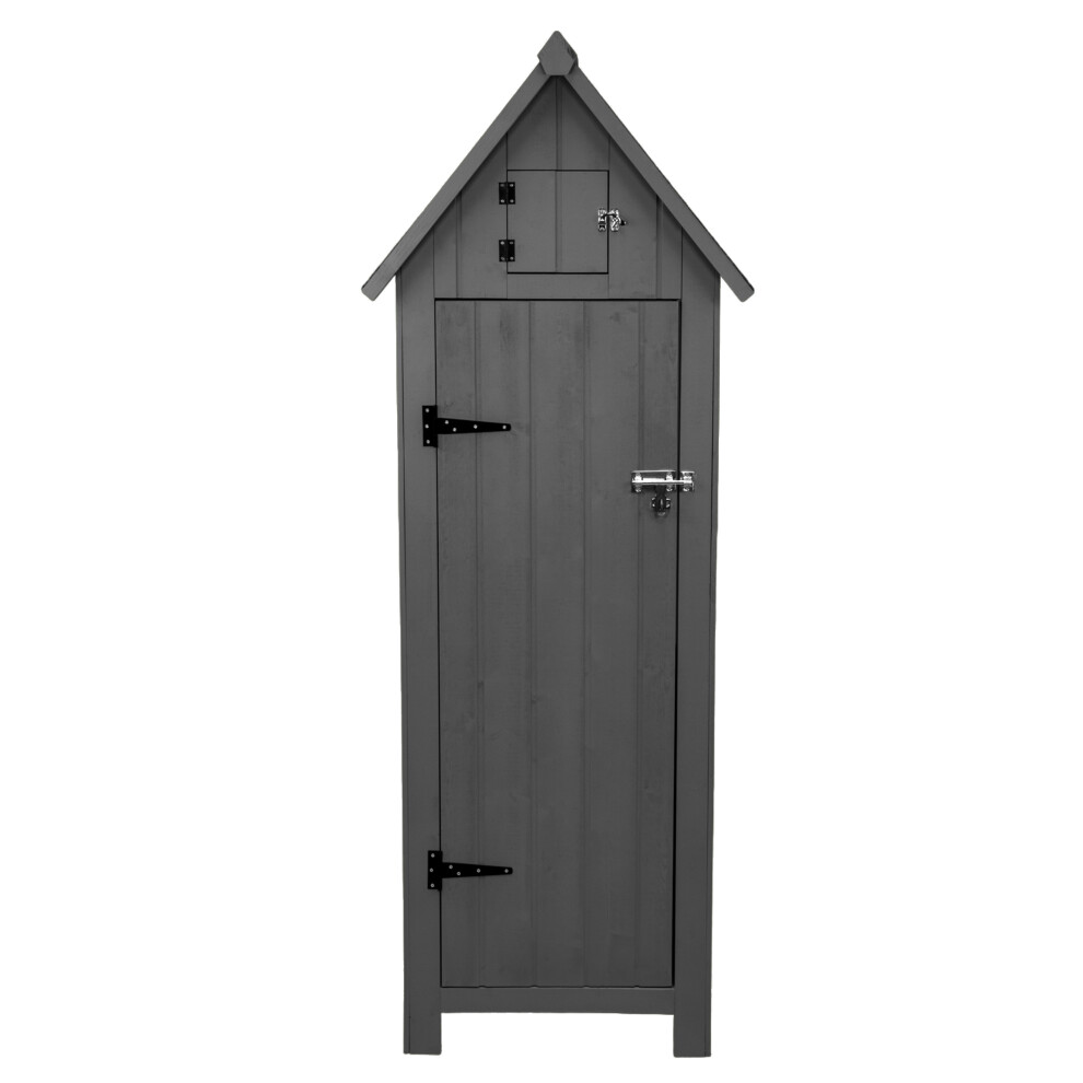 (Grey) Wooden Garden Storage Shed Tool Cabinet Sentry Box