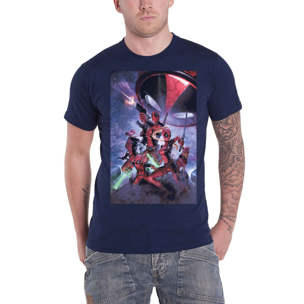 Deadpool T Shirt Deadpool Family new Official Marvel Mens Navy Blue