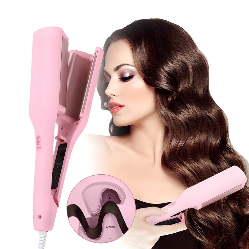 (Purple ) Hair Curling Iron 32mm Deep Wave Hair Curler 4 Temperature Adjustable Fast Heating Crimping Iron Styler Wand for All Hair Style
