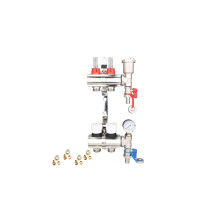 (Not Required , 15mm x 3/4'') 2 Port Underfloor Heating Complete Manifold with Pipe Connections,Ball Valve,Automatic Air Vent and Pressure Gauge Unit