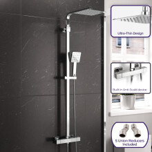 Modern Square Exposed Thermostatic Mixer Shower Set Shower Head and Handheld