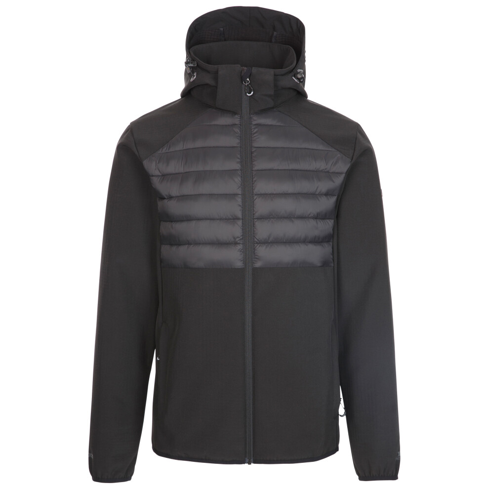 (XXS, Black) Trespass Mens Softshell Jacket Zip Off Hood Lenek