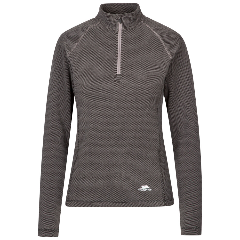 (14, Black / Storm Grey) Trespass Womens Base Layer 1/2 Zip Top Gina