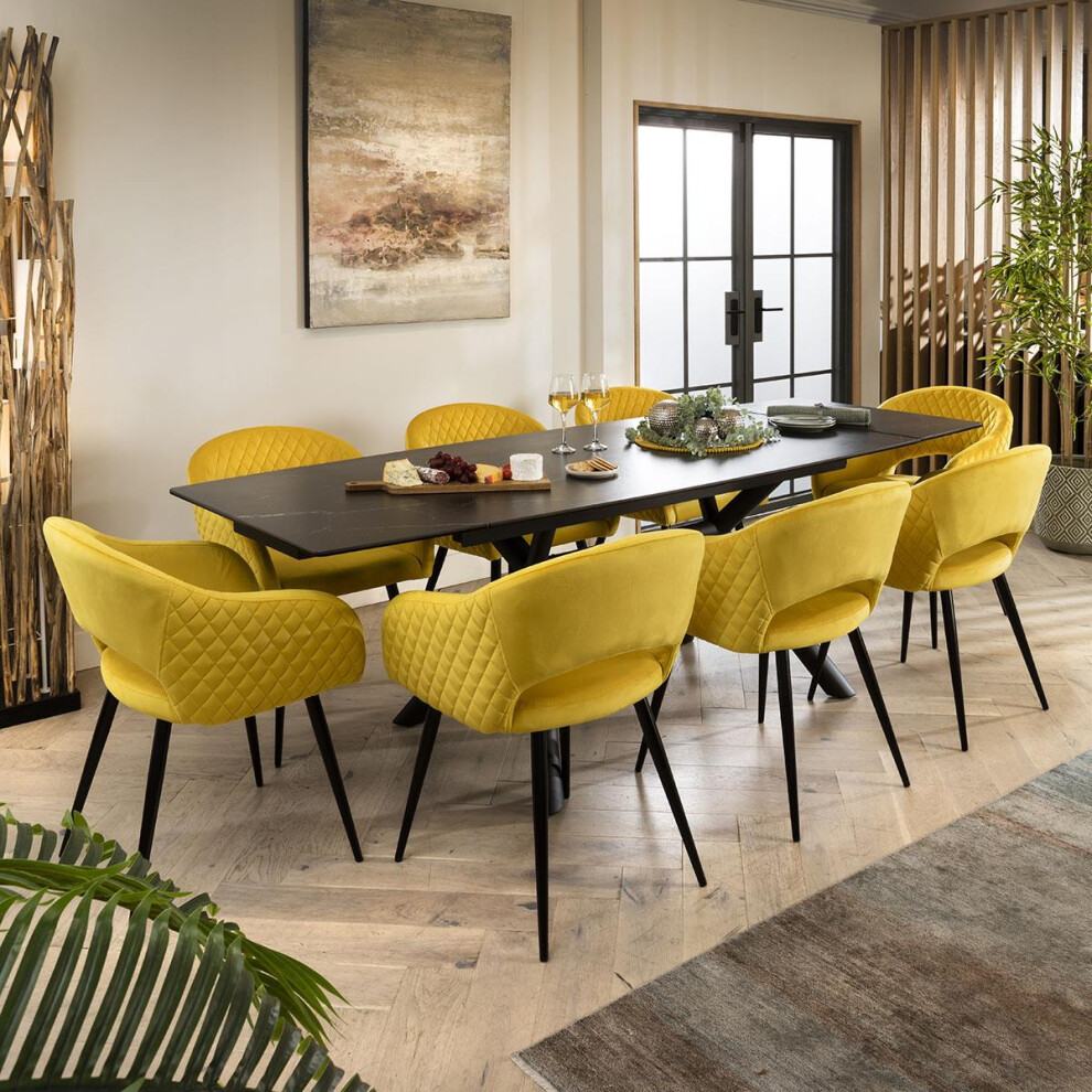 Lucy 8 Seater Extending Ceramic Dining Set Black & Yellow-image-OPC-PFCPMW5-NEW