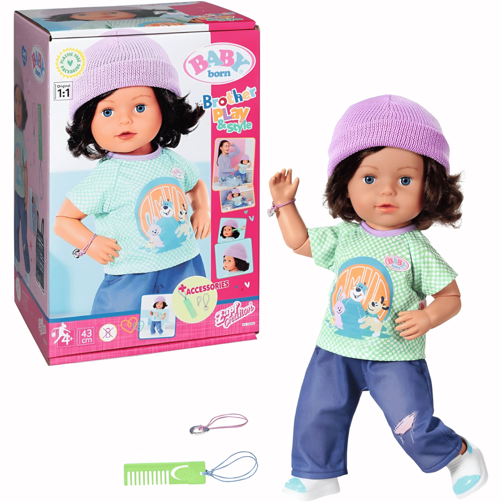 Baby Born Brother Play & Style Doll Toy for Boys Girls and Accessories