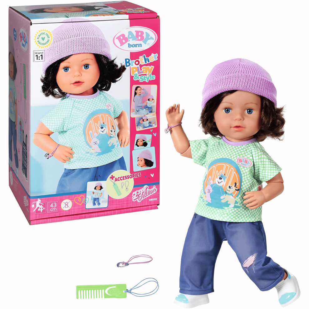 Photos - Doll Zapf Baby Born Brother Play & Style  Toy for Boys Girls and Accessories 