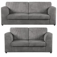 (Grey, 3 & 2 Seater Set) Luxor Fullback Cord Sofa Set Range