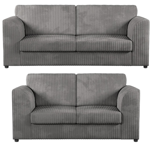 (Grey, 3 & 2 Seater Set) Luxor Fullback Cord Sofa Set Range