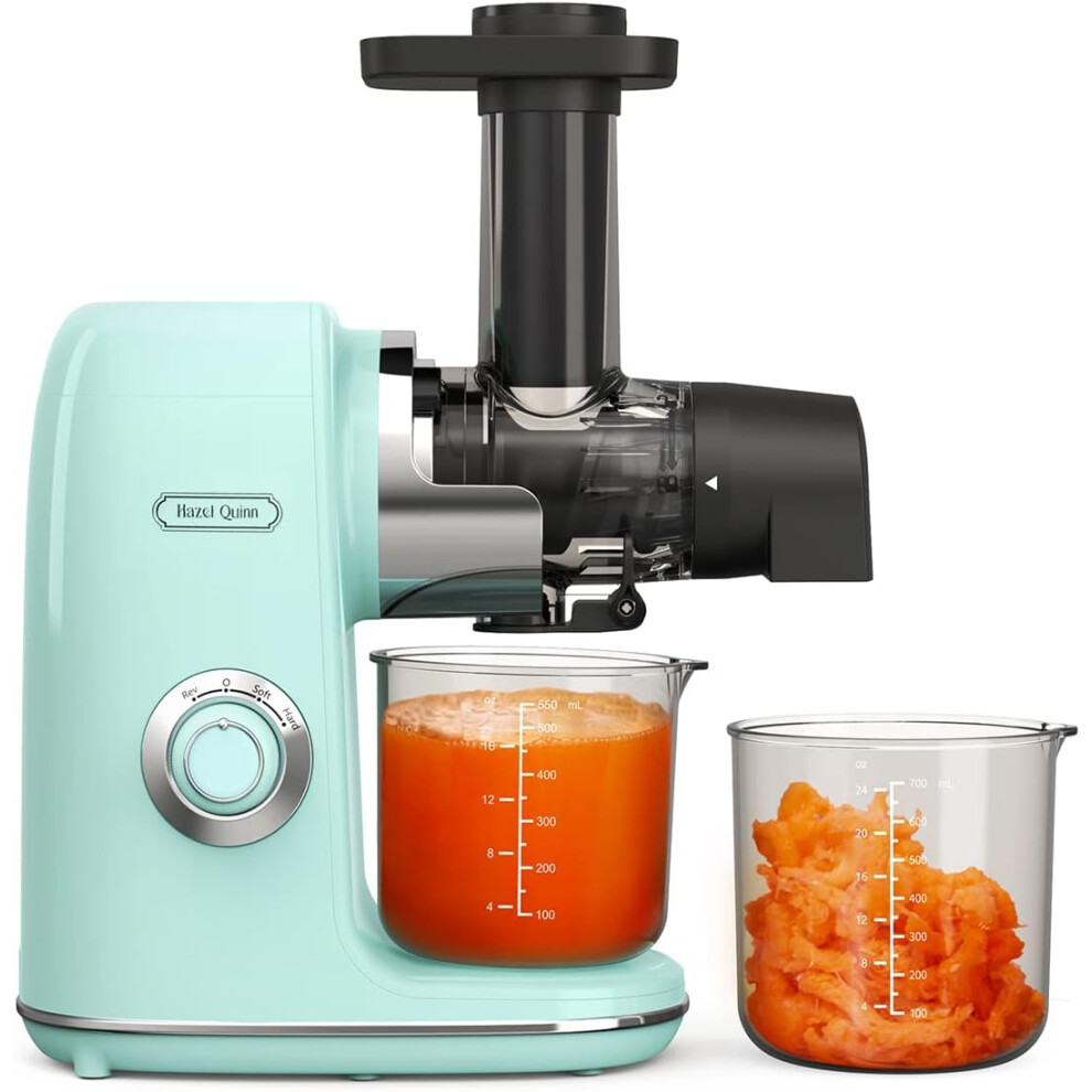 Slow cold-pressed fruit and vegetable juicer, BPA-free, easy to clean, two-speed mode and reverse function, quiet operation, dishwasher safe