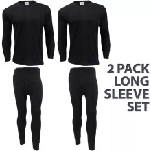 (Black - 2 Pack, 2XL) Mens Thermal Underwear Long Johns Top Bottom 2Pack