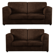 (Chocolate, 3 & 2 Seater Set) Luxor Fullback Cord Sofa Set Range