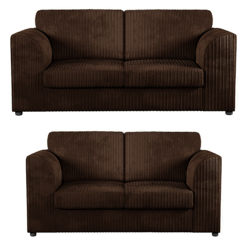 (Chocolate, 3 & 2 Seater Set) Luxor Fullback Cord Sofa Set Range