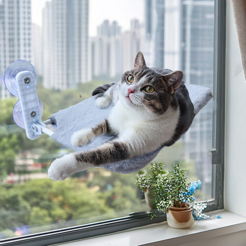 (30 x 45cm) Cordless Folding Cat Window Perch Cats Hammock 2