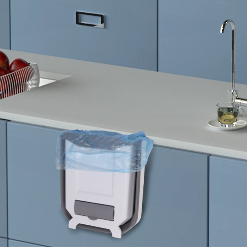 Small Collapsible Door Hanging Wall Mount Trash Garbage Waste Recycling Bin 2