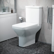 Sory Rimless Close Coupled WC Toilet Pan, Cistern and Slim Soft Close Seat