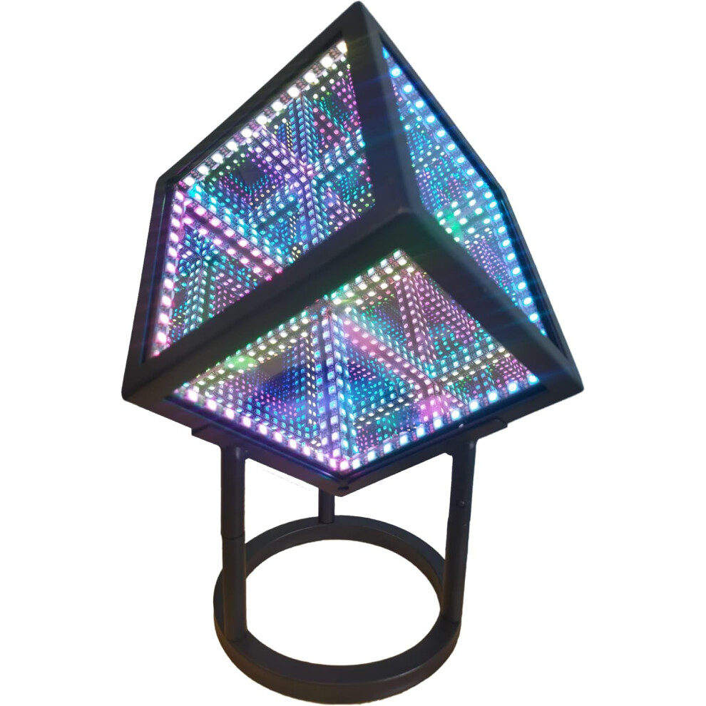 Magic Cube Infinity Lamp - 15cm Crafted with Metal and Elegant Glass