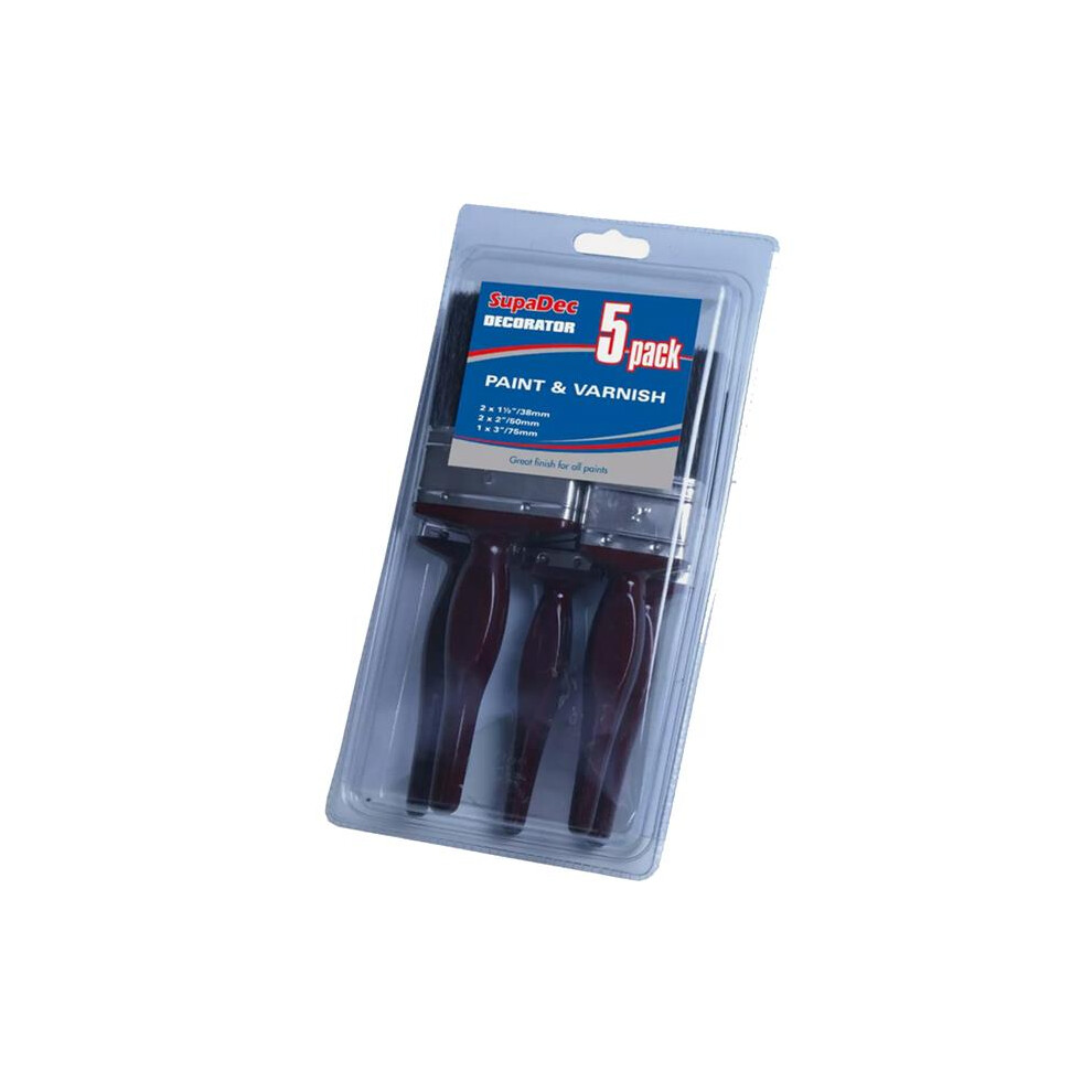 Supadec Decorating Paint Varnish Black Bristle Brush Set 5 Piece 5017193409577