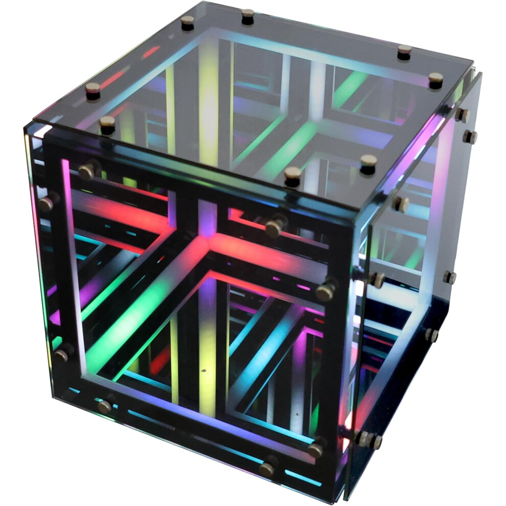 3D Cube Infinity Lamp - 30cm Crafted with Metal and Elegant Glass