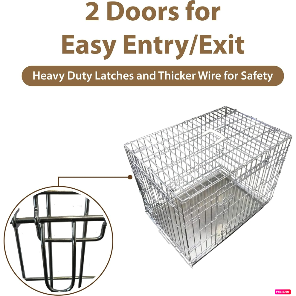 (Silver) Ellie-Bo 36 Silver Dog Crate 2 Door, Non-Chew Tray