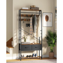 YITAHOME Coat Rack Stand with Shoe Storage, Floorstanding Hall Tree with Bench & 2 Foldable Drawers, Industrial Coat Stands with 8 Hooks