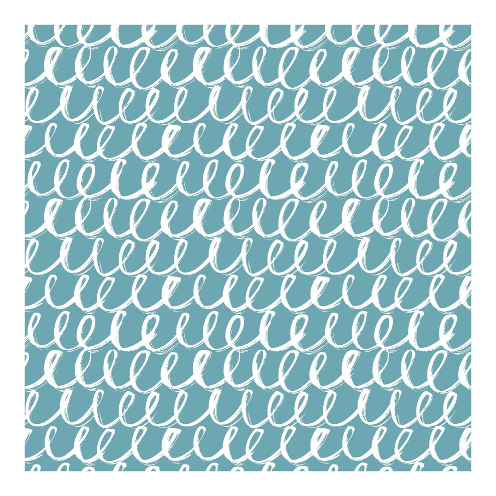 Fresco Metallic Sea Swirls Teal Geometric Wallpaper